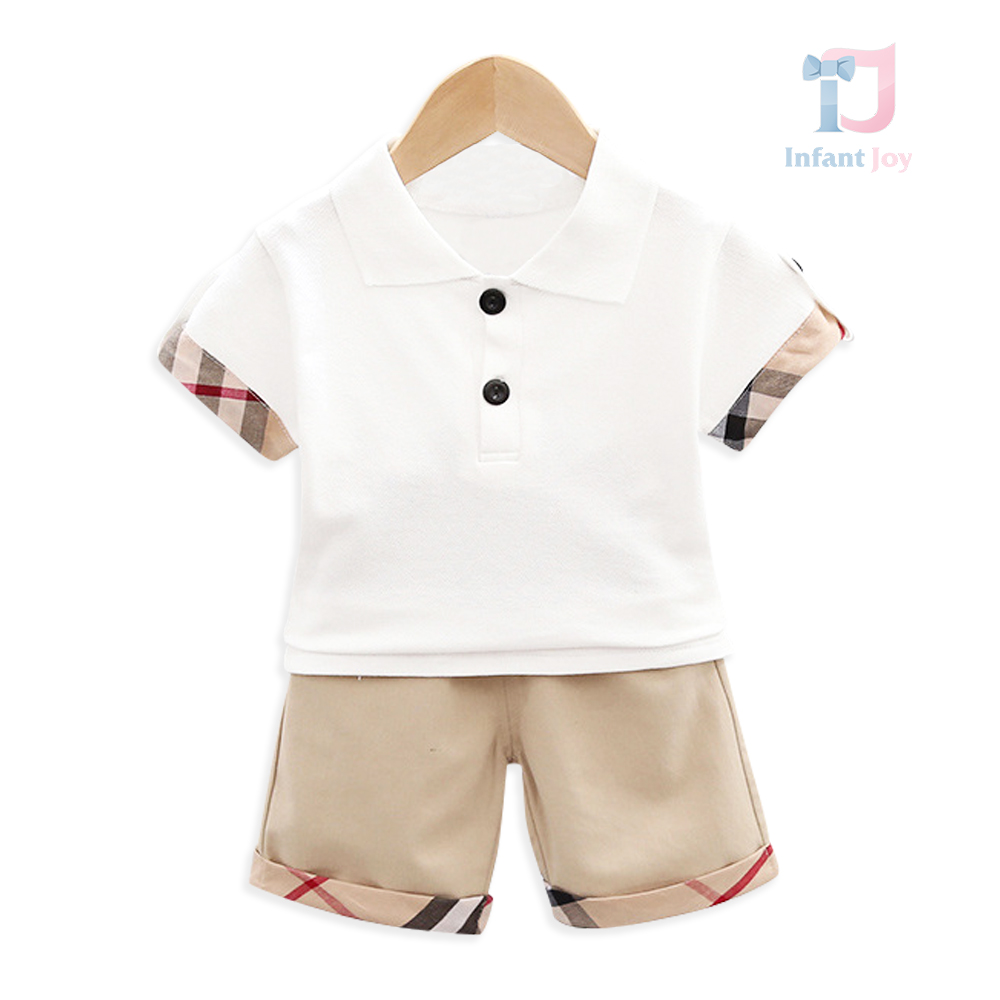 2-piece t-shirt with classic collar and shorts set with trendy accents Burry Boy