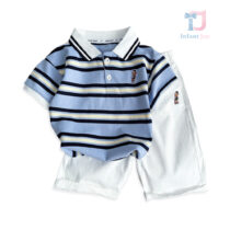 2-piece t-shirt and shorts set with classic collar and embroidery Skate Bear
