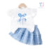 2-piece top with puff sleeve, 3d bow and statement ruffle skirt set Summer Sky