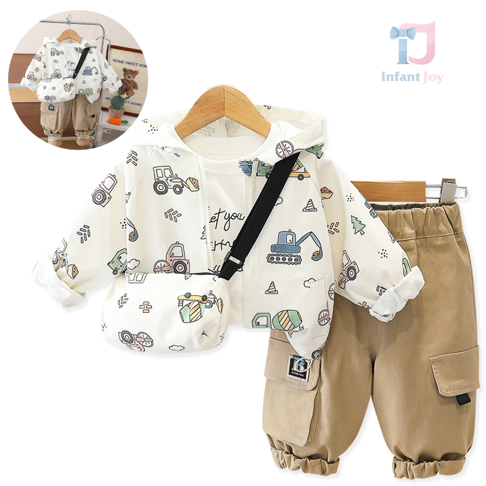 4-piece hoodie, top, cargo trousers and crossbody bag set Little Builder