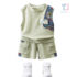 2-piece modern top with colorful details and short cargo trousers set Summer Green
