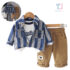 3-piece striped shirt with classic collar, blouse and trousers set Modern Stripe
