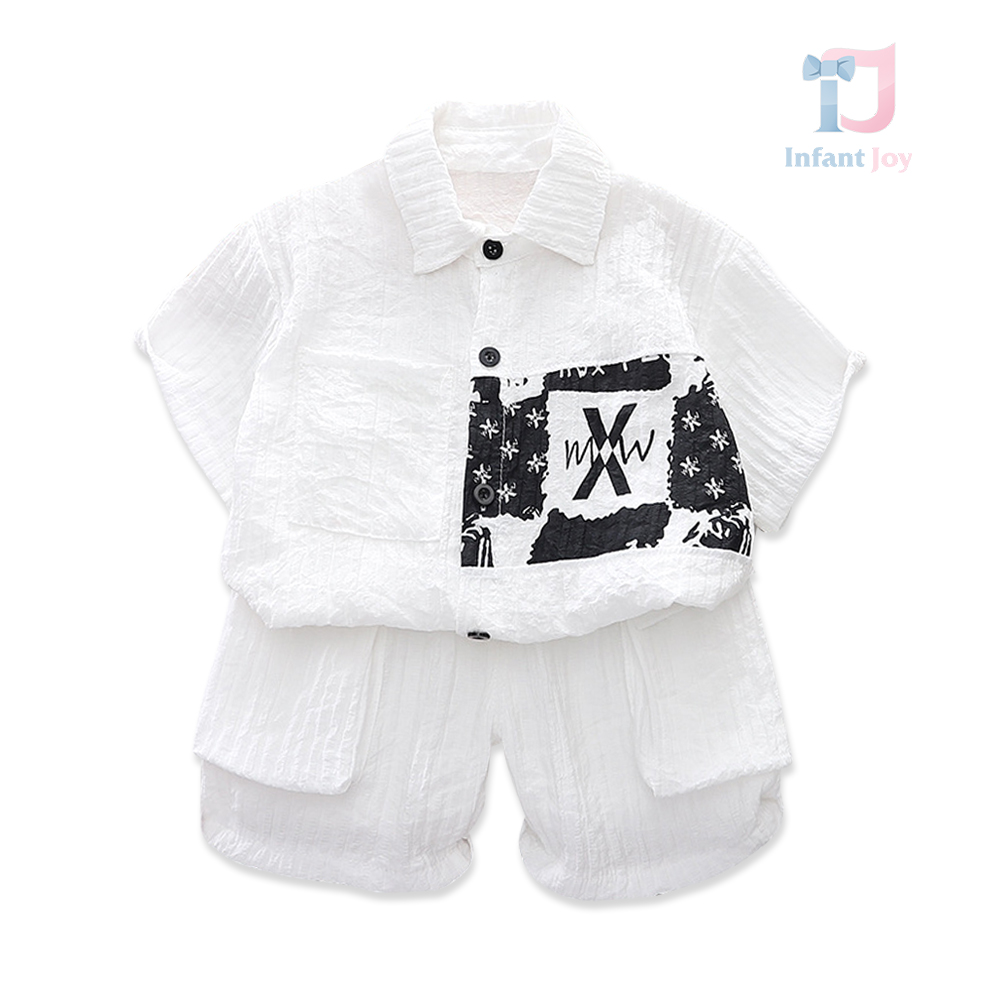 2-piece shirt with classic collar and shorts set X Boy  White