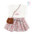 2-piece top with print and extravagant skirt with belt set Miss Style