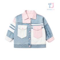 Denim jacket with classic collar and colorful details Denim Color