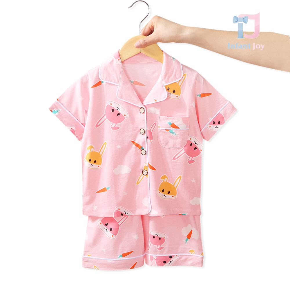 Piżama 2-częściowa z koszulą z krótkim rękawem i spodniami Sleepy Bunny Pink