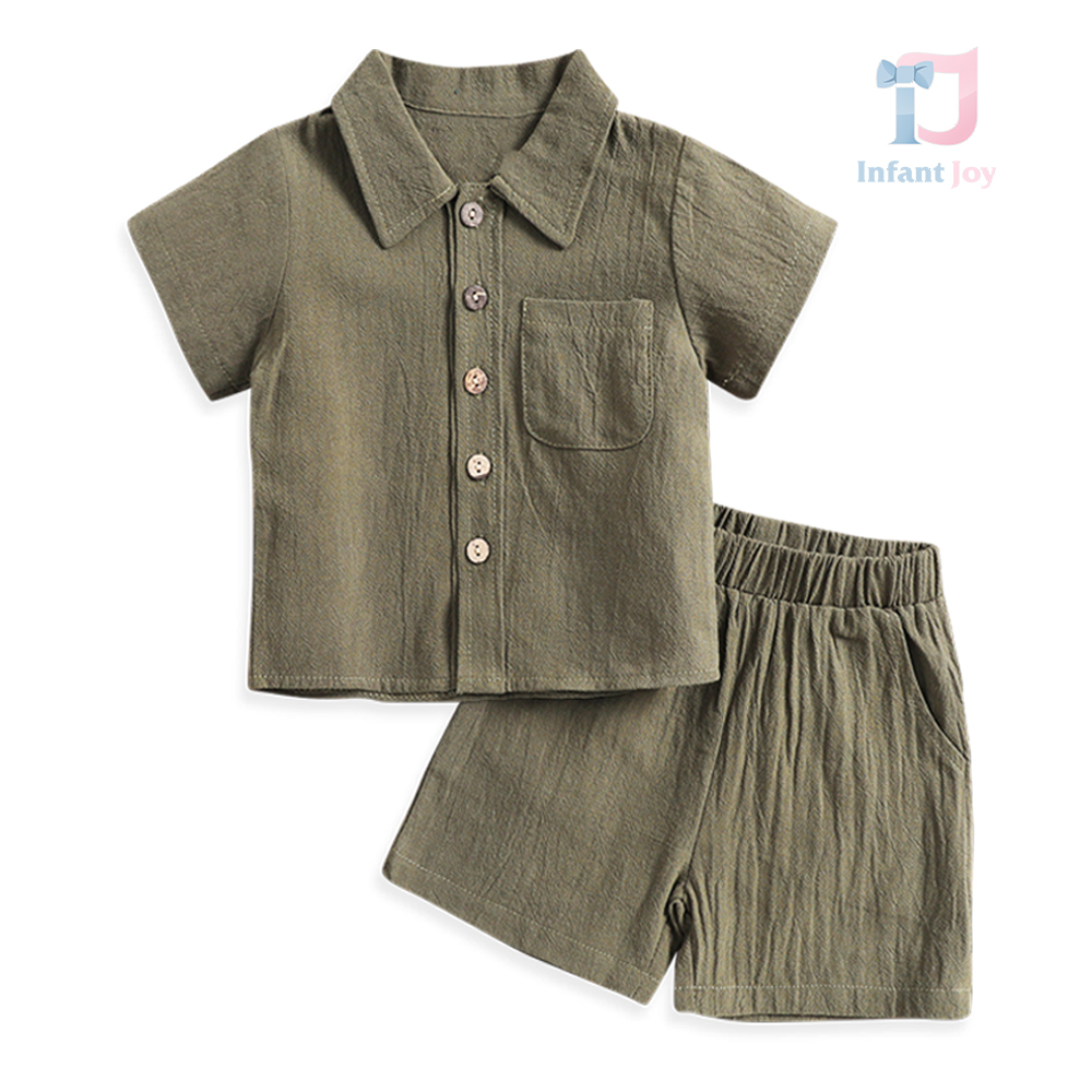 2-piece sport-elegant shirt with classic collar and shorts set Carter Green