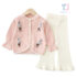 2-piece knitwear set with vest, 3d elements and flared trousers Bunny Pompoms Pink