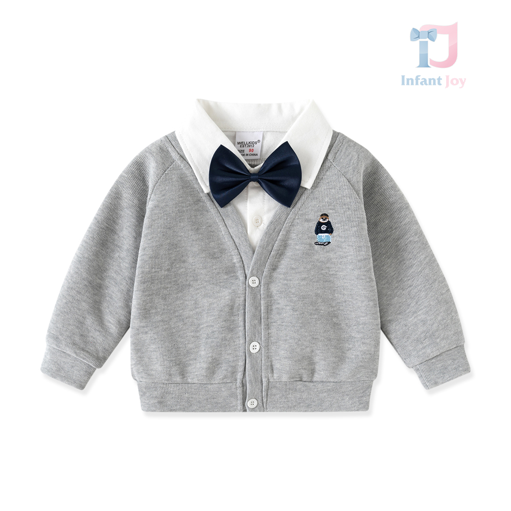 Komplet 2-częściowy: kamizelka i koszula z cienkiej dzianiny z haftem i odpinaną muszką Tiny Gentleman