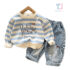 2-piece blouse/sweatshirt and denim trousers set with print and appliqués Chill Up