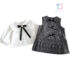 2 piece pleated dress with 3D bows and puff sleeve shirt set Little Lady