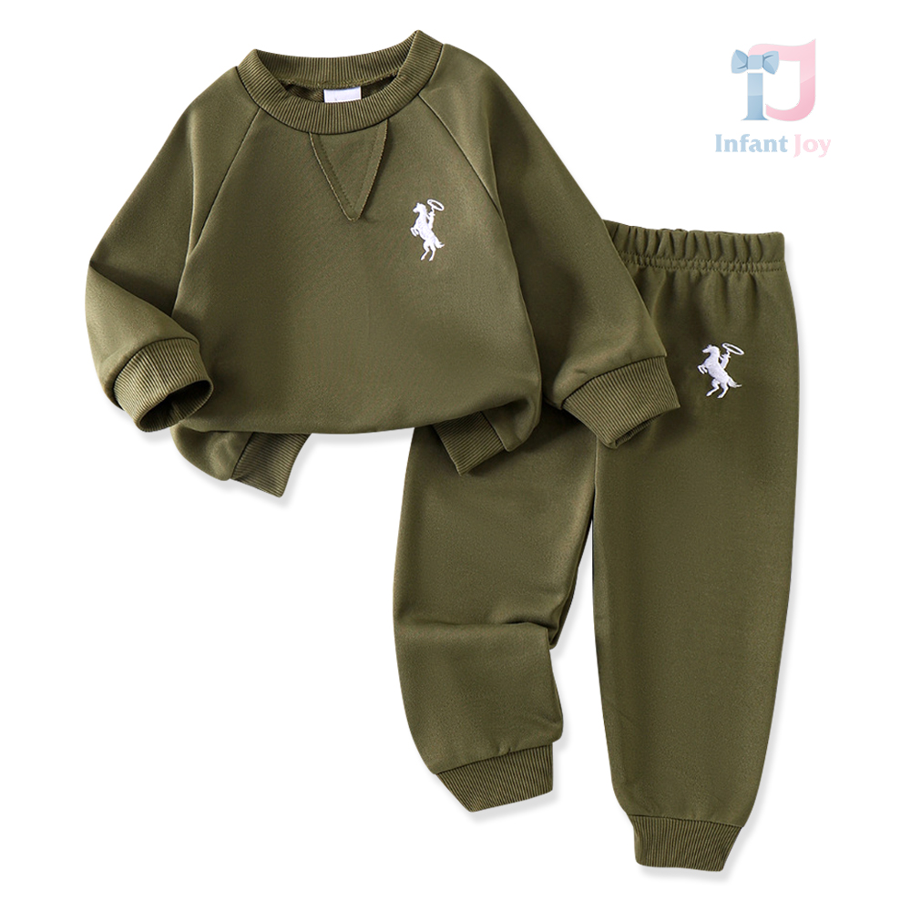2-piece sports set with modern embroidery Polo Green
