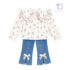 2-piece shirt with peter pan collar and denim trousers set Wild Violet