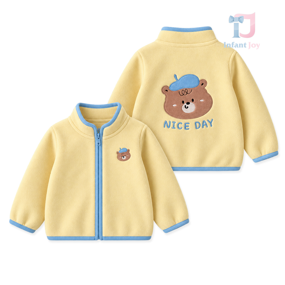 Fleece sweatshirt with a high collar and teddy bear appliqué Nice Day Bear