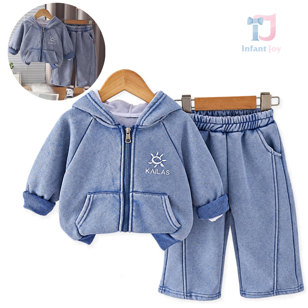 2-piece hoodie with embroidered emblem and wide-leg trousers set Sun Crew
